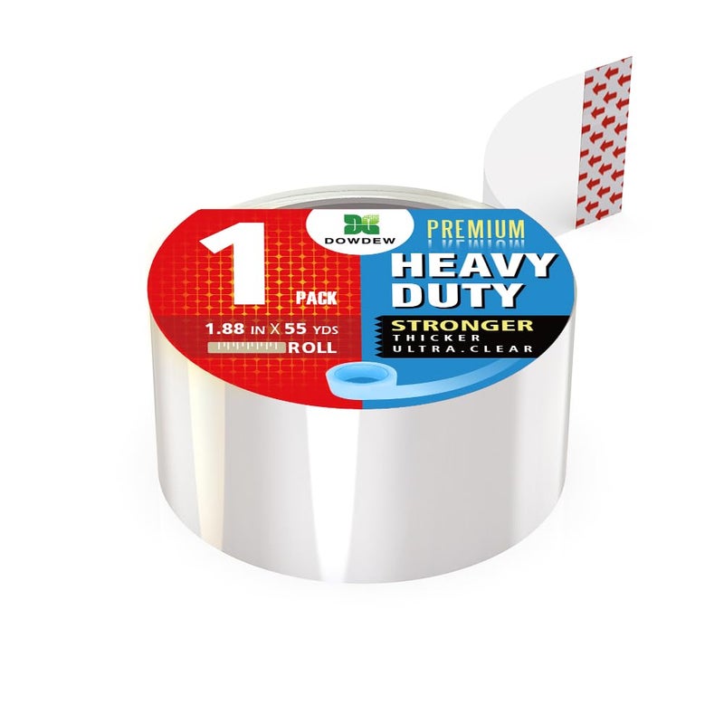 DowDew Clear Packing Tape, Heavy Duty Packaging Tape 1.88 inch x 55 Yards Refill Roll for Shipping Mailing Moving [Ultra Strong - Super Thick] (1 Roll / 55 Total Yards) - Image 2